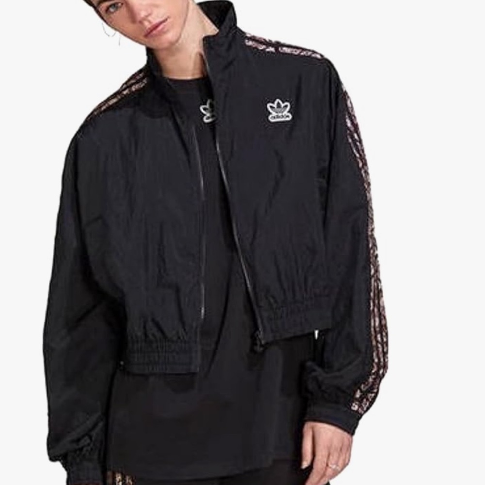 Adidas snakeskin windbreaker with matching biker shorts
